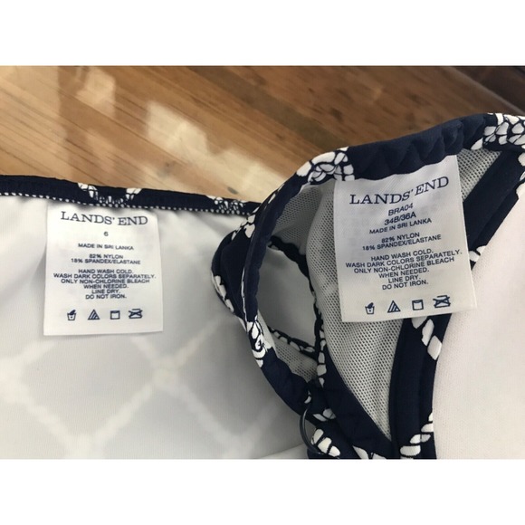 Lands' End Underwire Bikini Swimsuit 34B/36A Bottoms size S‎ Navy Twist Front - Picture 11 of 16